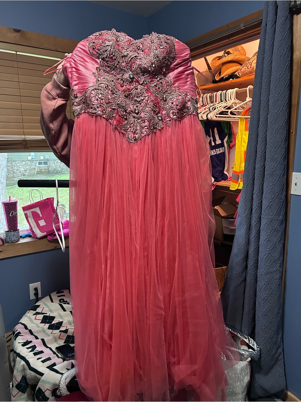 Girls Pink Embellished Tulle Dress